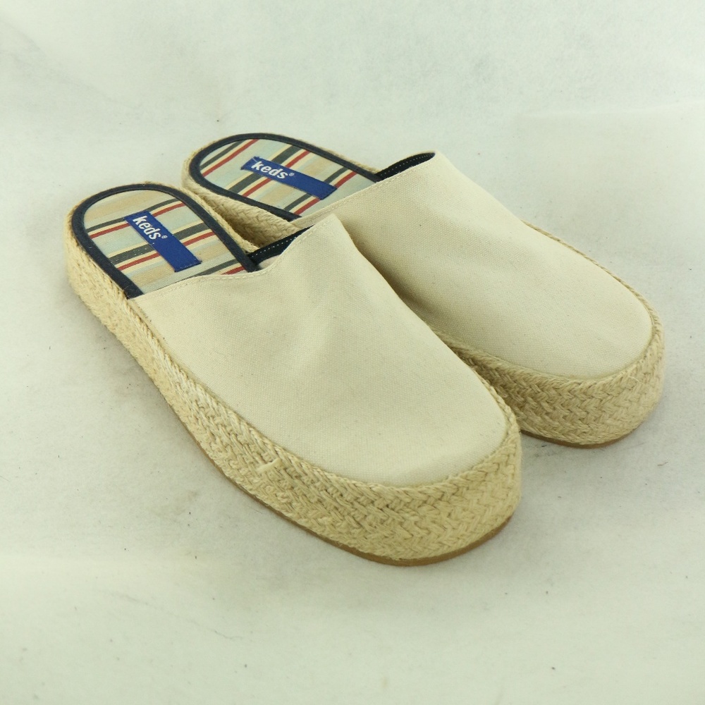KEDS Cream Canvas Espadrille Style Mules Sz 8 Wmns - Picture 3 of 8